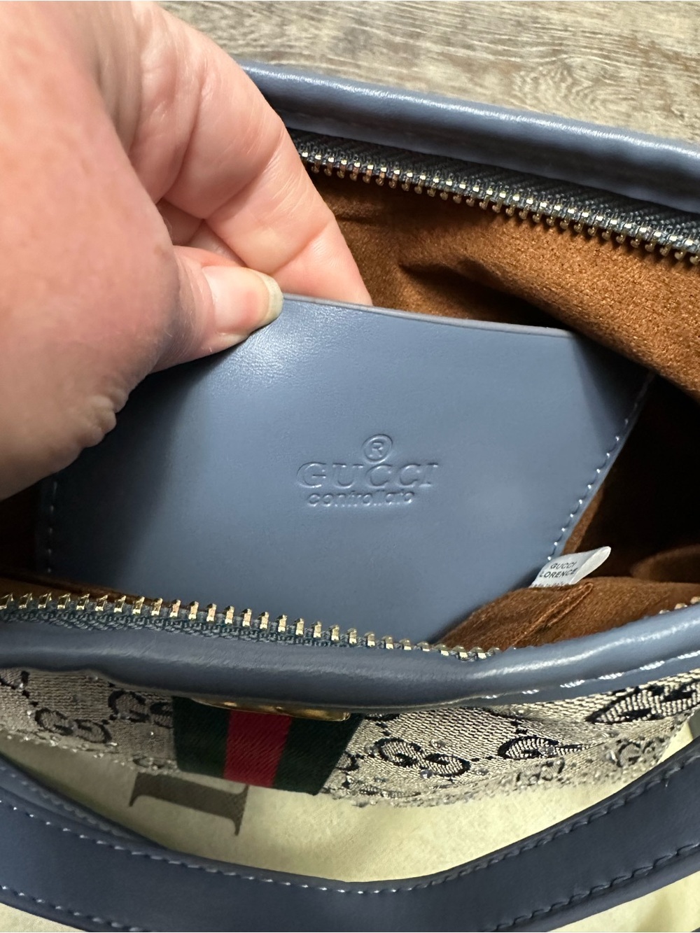 Blue-Trim Supreme Shoulder Bag with bling - Picture 7 of 11